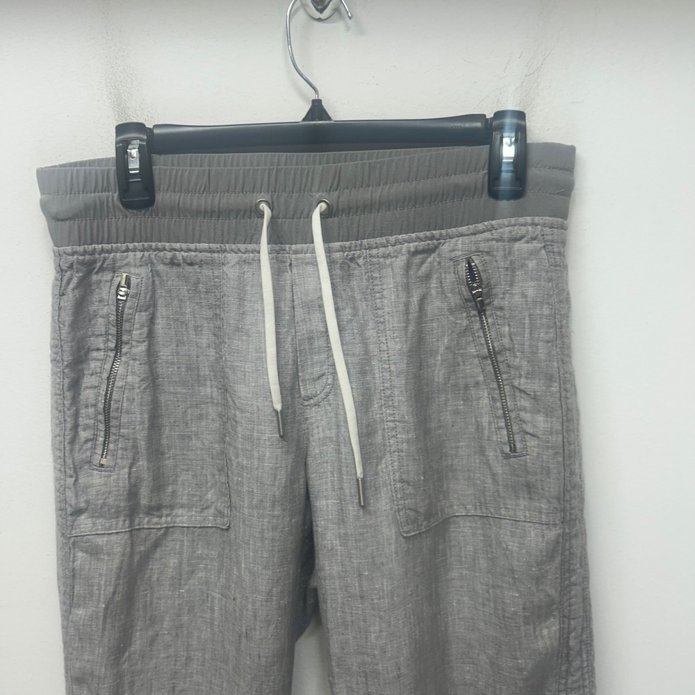 Athleta Cabo Linen Jogger Pants Grey Size 6 Stretch Waist coastal comfort beach - Picture 4 of 12